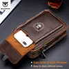 Midjepåsar BULLCAPTAIN Crazy Horse Leather Male Midjepaket Telefonpåse Väskor Midja påse Män lilla bröstkorgens axel Back Pack YB075 230825