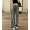 Dżinsy damskie Gidyq Streetwear Women Korean Casual Belt Lose proste dżinsowe spodnie jesień wysokiej talii kobiety szerokie nogi 230825