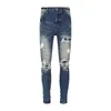 Designer stack jeans jeans european jean jeans ricamare trapunte strappato per marchio di tendenza pantalone da uomo vintage pieghe