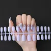 False Nails Nude Color Frosted Matte Fake Nails Full Cover Nails Tips Reusable Ballerina Coffin Solid Color False Nails with Glue Sticker x0826