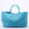 Kvällspåsar 24 färger damer Hight Quality Woven Leather Cross Stitch Hobo Handväska Kvinnor stor väska Casual Tote 230825