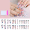 False Nails 24 PCS Women's Long Nails French False Selfadhesive Sticker Nail File inkluderade Women Hand Finger Beauty Supplies X0826