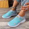 Femmes imprimer des baskets de mode robe respirante rimocy brillant chaussettes cristales sportives femme slip sur les chaussures décontractées de fond doux