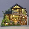 Akcesoria do lalki Budynek Model Doll House 3D Puzzle Mini DIY Produkcja i montaż pokoju Zabawki Domowe Dekoracja sypialni z meblami W 230826