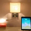 Wall Lamps Lamp With LED E27 Bulb Fabric Lampshade Sconces For El Bedroom Bedside Living Room Stairs Home Decoration