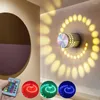 Lâmpadas de parede RGB Spiral Hole LED Light com controle remoto Wandlamp colorido para festa Bar KTV Decoração de casa