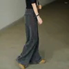 Женские джинсы 2023 г. Широкие женщины с высокой талией брюки расклешены брюки мешковатые джинсы Большой корейская одежда для одежды одежда для джинсовой брюки