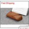 Wholesale Black Sun Glasses Case Retro Brown Leather Sunglasses Box Discount Fashion Eye Pouch Without Cleaning Cloth Drop Delivery Dh2Rv