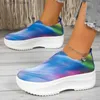 Dress Shoes Mixed Color Knitted Sneakers Women 2023 New Slip on Platform Vulcanize Shoes Woman Plus Size Non Slip Walking Shoes Sizes 35-43 T230826