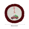 Kerstversiering Y5LE Boomrok met geruite gegolfde ruitversiering Vintage vrachtwagenprint Vloerbedekking Cirkelschort Kerstfeestdecoratie