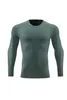 Nouveau T-shirt de sport à manches longues pour hommes absorbant l'humidité et évacuant la transpiration, couleur unie, extensible, fitness en plein air, col rond, costume de yoga à séchage rapide