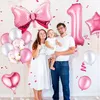 Andra evenemangsfestleveranser Bow Baby Girl Pink Balloon Set 32 ​​tum Dot Numbering barnvagn Helium Ball 1st Birthday Decorations Dusch 230825