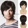 Perruques synthétiques Cheveux synthétiques Perruques courtes pour hommes Perruque naturelle brun foncé avec frange Perruque de cosplay Cool Boy Coupes de cheveux épais Styles Chevaliers Perruques x0826