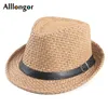 Wide Brim Hats Bucket Summer Straw Hat Men Women Jazz Fedora With Belt Short Sleeve Casual Beach Visor Sun Cap Panama sombrero hombre 230825