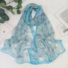 Foulards Magnolia Fleur Imprimer Femmes Élégant Mousseline De Soie Georgette Bandana Écharpe Été Plage Crème Solaire Mince Hijab Bandeau Châle 230825