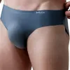 Cuecas masculinas calcinha de seda gelo sem costura cuecas meados de cintura respirável shorts de secagem rápida transparente ultra-fino sexy roupa interior verão