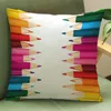 Pillow Colorful Pencils Geometric Cover Nordic Cartoon Style Cotton Linen Home Decorative Sofa Chair Throw Case Cojines