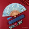 Decorative Figurines Arrival Japeneses Black Leques Ladies Folding Silk Hand Fans Wholesale Personalized Bamboo Fan Of Old Wedding