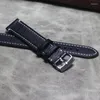 Titta på band stor storlek Cowhide Watchband 20 22mm handgjorda vintage derma män stora armband läder långt handled band bälte xl bandtillbehör