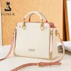 Evening Bags FOXER Split Leather Handbags Women Purse Chic Totes for Female Shoulder Bags Large Capacity Crossbody Bag Stylish Messenger Bag 230825