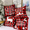Natal fronha preto e vermelho búfalo xadrez linho capa de almofada para sofá decoração de natal 18 Polegada xbjk2108