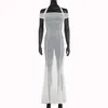 Podstawowe sukienki swobodne biikpiik patrz przez seksowne kobiety długie modne rozłam biała elegancka sukienka z odzieży klubowej bez pleców straży ulicznej odzieży 230825