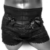 Onderbroeken Sexy Ruche Kanten Slipje Lingerie Voor Sissy Ondergoed Boog Mannen Homo Stroken Knickers Cake Gelaagde Boyshort Mannelijke