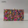 Evening Bags Big Colorful Glitter Acrylic Box Bag Wallet Ladies Luxury Women's Handbag Evening Clutches Shoulder Shell Flap Wedding Purse 230825