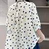 Chemisiers pour femmes été décontracté doux point imprimé facile loisirs chemise femmes vêtements blanc bleu couleur demi manches femme coton chemisier hauts