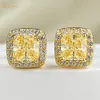 Очарование Wong Rain 18k Gold Lated 925 Серебряные серебряные серебряные сияющие срезы 5*5 мм Серьги для ушей с цитрином