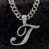 Pendanthalsband Hip Hop Iced Out A Z Cursive Letter Cuban Necklace For Women Bling Initial Zircon Tennis Chain Fashion Jewelry 230613