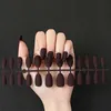 False Nails Nude Color Frosted Matte Fake Nails Full Cover Nails Tips Reusable Ballerina Coffin Solid Color False Nails with Glue Sticker x0826