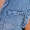 Kadınlar için Kadınlar Bozlar Kadınlar Yaz Kısa Kollu Vintage Denim Cep Üstleri Jeans Blusas Feminas