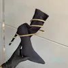 Sock Boots Snake Strass Stiletto Heelboot Wraparound Ankel Booties Mid-Calf Pull On Elastic Point-Toe Stiletto Designer 95cm