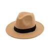 Wide Brim Hats Bucket QBHAT Trend Wool Felt Jazz Fedora Casual Men Women Ribbon Band White Hat Panama Trilby Formal Party Cap 230825