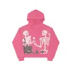 Herrtröjor tröjor mode rosa broderade rosskalle överdimensionerade hoodie kvinnor k mode y2k street harajuku lös långärmad tröja 230825