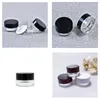 Packing Bottles Wholesale Clear Eye Cream Jar Bottle 3G 5G Empty Glass Lip Balm Container Wide Mouth Cosmetic Sample Jars With Black Otlog