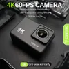 Caméras résistantes aux intempéries Caméra d'action Cerastes 4K 60FPS WiFi Anti-secousse avec écran de télécommande enregistreur de conduite Sport étanche EIS l230825