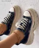 Casual Dress Sneakers Lace-up Denim Canvas Summer New Flats Platform Sport Running Women Shoes Walking T230826 ed11