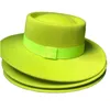 Chapeaux à large bord seau Fedora vert fluo casquette plate réglable chapeau unisexe citron jaune feutre activité en gros orange 230825