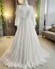 Vintage Chiffon Beaded Muslim Wedding Dresses High Neck Long Sleeve Islam Bridal Gown Sequin A Line Turkey Robe De Mariee