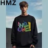 Mens Hoodies Moletons HMZ Carta Colorida Impressão Moletom Para Homens Solto Moda Pulôver Roupas Hip Hop Streetwear Outono Masculino Camisola 230826