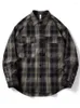 Kvinnor BLOUSES Kvinnor förlorar Casual Cityboy Vintage Outdoor Fashion Long Sleeve Plaid Shirts Men Streetwear Hip Hop Unisex