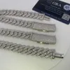 15 mm długości w pełni oblasyfikowane moissanite Diamond łańcuch kubański srebrny złoto platowane mężczyźni Hip Hop Link