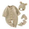 Barboteuses Bébé barboteuses vêtements automne hiver tricoté né garçons filles solide plaine combinaisons mode solide plaine enfant en bas âge enfants unisexe porter 230825