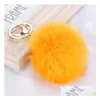 500 pièces porte-clés boule de fourrure de lapin 8Cm doux joli porte-clés en métal doré Pom Poms en peluche porte-clés voiture porte-clés sac anneaux cadeau livraison directe Hom