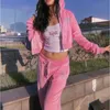 Women's Hoodies Sweatshirts Women's sweater y2k Vintage tee street goth Coral Fleece Hoodie pink Short hoodie Bratz print Jogging Woman Top 230825