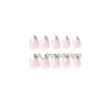 False Nails 24Pcs Silver French Almond False Nails Detachable Acrylic Fake Nails Full Cover Press on Nails With Jelly Stickers Nail Art Tips x0826