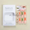 False Nails Wearable Manicure Long Water Pipe Fake Nails Funky Square Head Halloween Press on Nails Full Cover Long Length Nail Tips Girl x0826