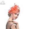 Breite Krempe Hüte Eimer WELROG Mode Mesh Fascinator Hut Frauen Hochzeit Cocktail Tee Party Feste Blume Feder Fascinator Kopfbedeckung Haarspange 230825